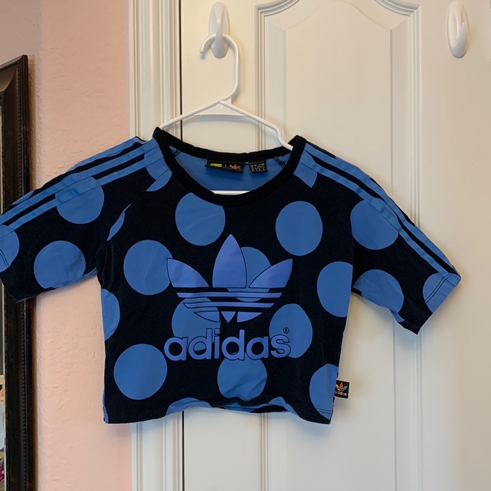 Adidas crop Top Pharrell Willliams Size L Blue Dot with Black color